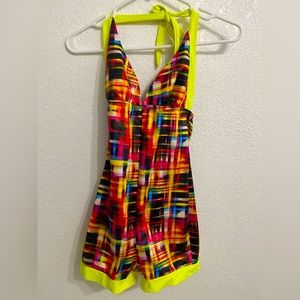 Neon halter top romper